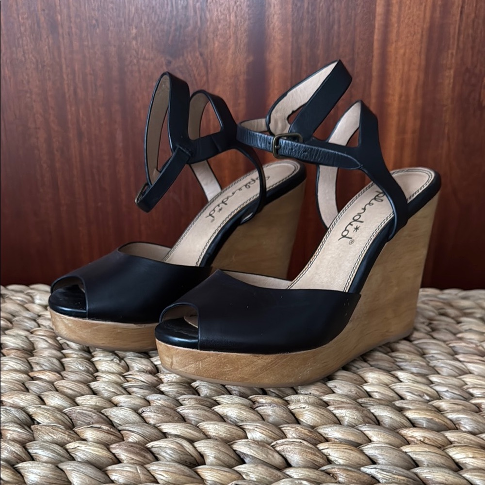 Splendid Black Wedge Sandals